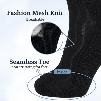 +MD Bambus-Viskose Knöchel-Diabetikersocken für Damen und Herren, 6 Paar, weich gepolstert, nicht einschnürendes lockeres Bündchen, extra weit 9-11 Schwarz