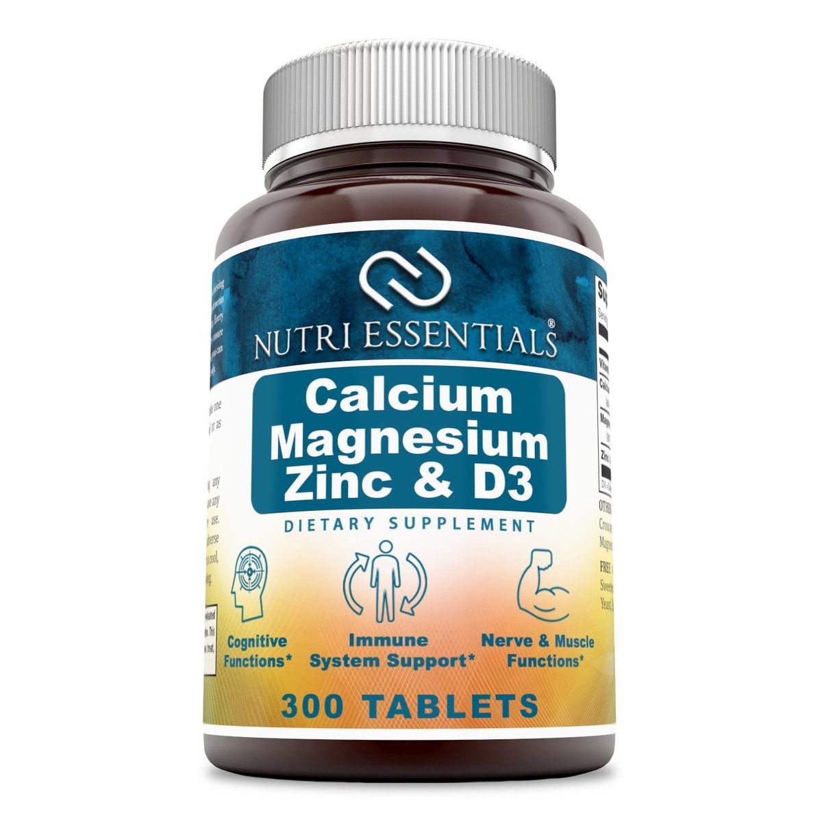 Nutri Essentials Calcium Magnesium Zink + Vitamin D3 Tabletten – Fördert starke Knochen & Zähne, unterstützt Nerven- & Muskelfunktion (300 Stück)