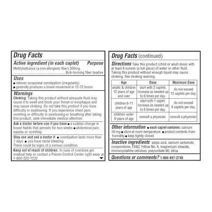 Quality Choice Fiber Therapy Caplets, 100 Stück – Sanftes Ballaststoff-Abführmittel mit Methylcellulose zur Verstopfungslinderung, glutenfrei, nicht allergieauslösend, sanft & wirksam
