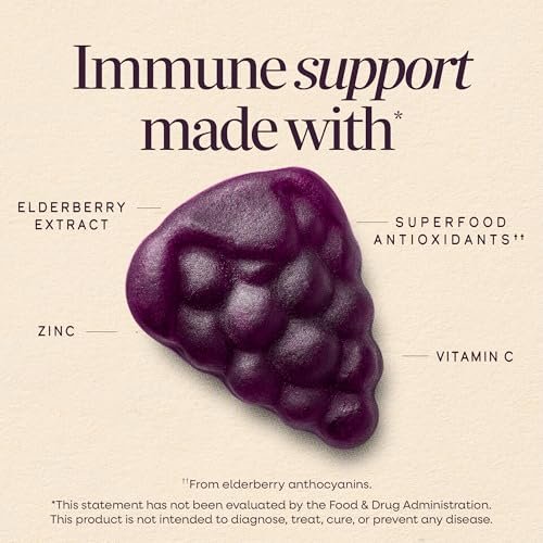 Nature's Way Sambucus Kids Holunderbeeren Immun-Gummis – Tägliche Immununterstützung mit Holunderbeerenextrakt, Vitamin C und Zink für Kinder ab 2 Jahren*, 60 Gummis