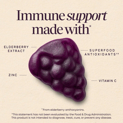 Nature's Way Sambucus Kids Holunderbeeren Immun-Gummis – Tägliche Immununterstützung mit Holunderbeerenextrakt, Vitamin C und Zink für Kinder ab 2 Jahren*, 60 Gummis