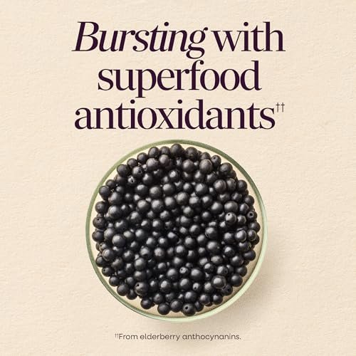 Nature's Way Sambucus Kids Holunderbeeren Immun-Gummis – Tägliche Immununterstützung mit Holunderbeerenextrakt, Vitamin C und Zink für Kinder ab 2 Jahren*, 60 Gummis