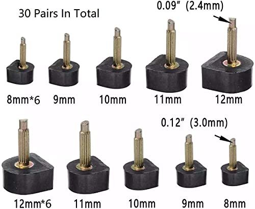 TcJ-Chen YEHAM 30 Paar Damen High Heel Schuh Ersatzspitzen (5 verschiedene Größen, 2 verschiedene Stiftdurchmesser) mit 15 cm Absatz-Zange zur Schuhreparatur