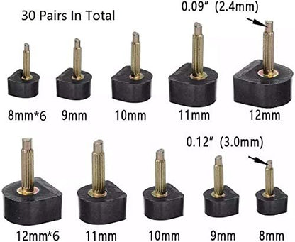TcJ-Chen YEHAM 30 Paar Damen High Heel Schuh Ersatzspitzen (5 verschiedene Größen, 2 verschiedene Stiftdurchmesser) mit 15 cm Absatz-Zange zur Schuhreparatur