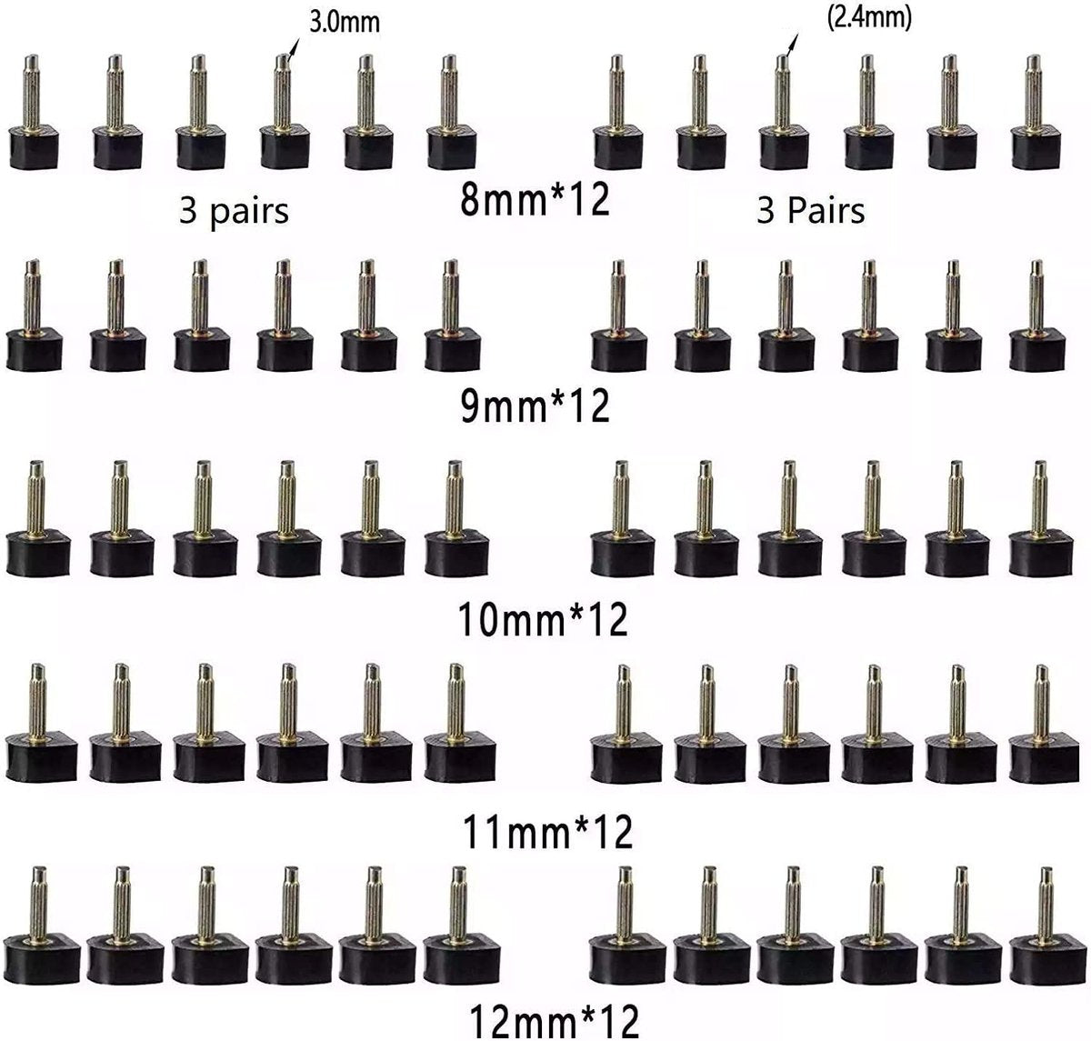 TcJ-Chen YEHAM 30 Paar Damen High Heel Schuh Ersatzspitzen (5 verschiedene Größen, 2 verschiedene Stiftdurchmesser) mit 15 cm Absatz-Zange zur Schuhreparatur