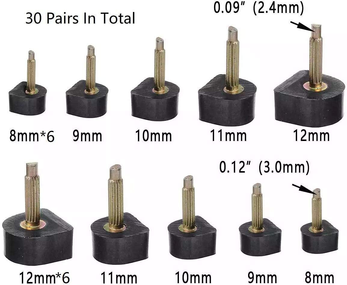 TcJ-Chen YEHAM 30 Paar Damen High Heel Schuh Ersatzspitzen (5 verschiedene Größen, 2 verschiedene Stiftdurchmesser) mit 15 cm Absatz-Zange zur Schuhreparatur