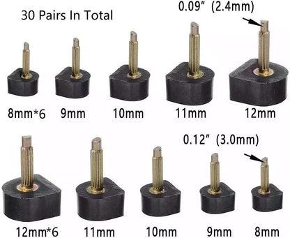 TcJ-Chen YEHAM 30 Paar Damen High Heel Schuh Ersatzspitzen (5 verschiedene Größen, 2 verschiedene Stiftdurchmesser) mit 15 cm Absatz-Zange zur Schuhreparatur