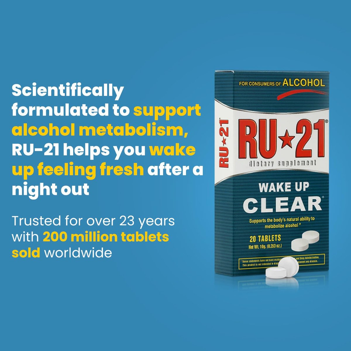 RU-21 – Das Nahrungsergänzungsmittel für genussvolles Feiern und einen klaren Morgen | Unterstützt die Leberfunktion | Seit über 23 Jahren bewährt | Hergestellt in den USA (20 Tabletten, 10 Portionen)