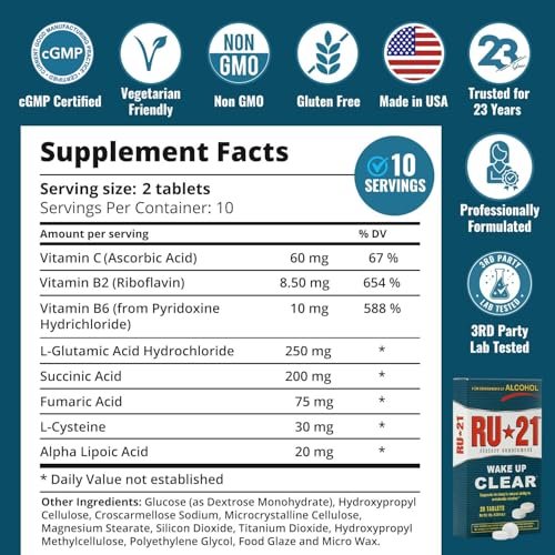 RU-21 – Das Nahrungsergänzungsmittel für genussvolles Feiern und einen klaren Morgen | Unterstützt die Leberfunktion | Seit über 23 Jahren bewährt | Hergestellt in den USA (20 Tabletten, 10 Portionen)