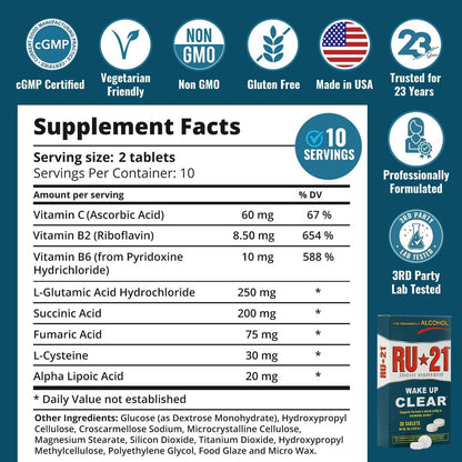 RU-21 – Das Nahrungsergänzungsmittel für genussvolles Feiern und einen klaren Morgen | Unterstützt die Leberfunktion | Seit über 23 Jahren bewährt | Hergestellt in den USA (20 Tabletten, 10 Portionen)