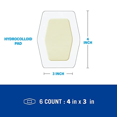 Nexcare Advanced Healing Hydrokolloid-Pads, Gel-Pad hilft Schmerzen zu lindern und Wundflüssigkeit aufzunehmen, dehnbarer Wundverband haftet auf feuchter Haut - 6 Pads
