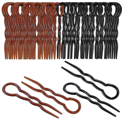 Bememo 20 Stück U-förmige Haarnadeln für dickes Haar – Spiral-Haarnadeln für schnelle Hochsteckfrisuren, Dutt, Twist – Schwarz und Braun