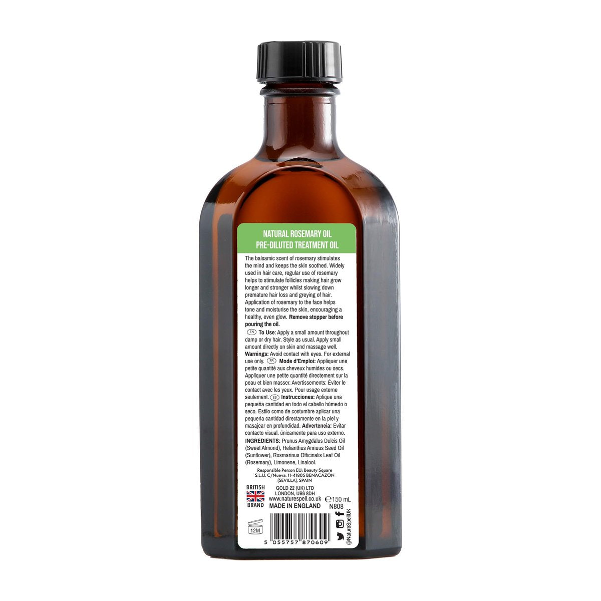 Nature Spell Rosmarinöl für Haarwachstum, vorverdünntes Haar- und Kopfhautöl pflegt trockenes, geschädigtes Haar, für Frauen und Männer, 150 ml