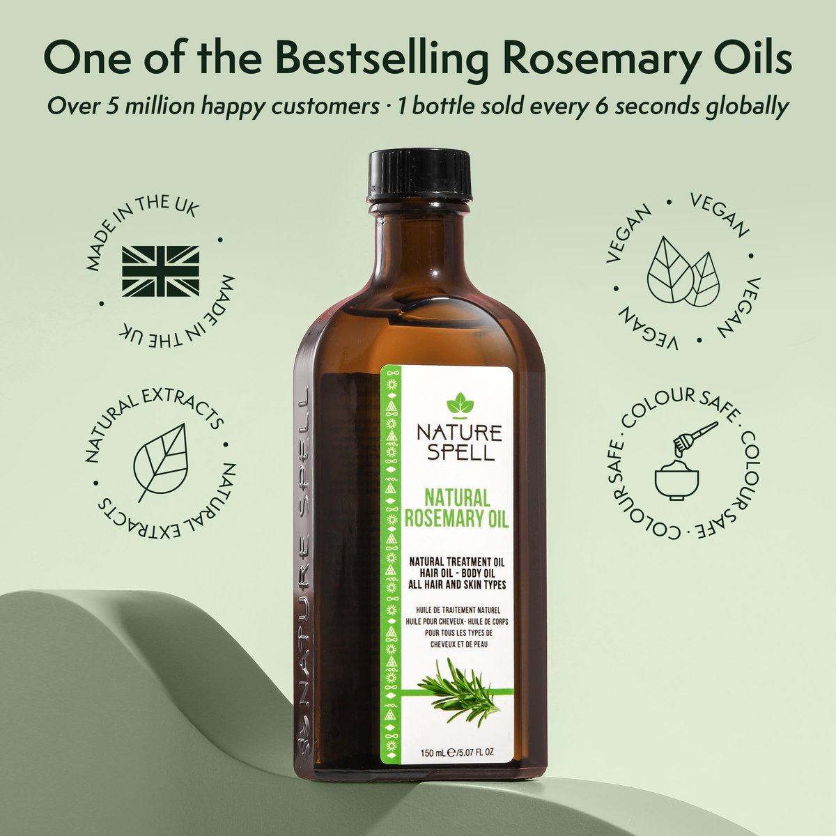 Nature Spell Rosmarinöl für Haarwachstum, vorverdünntes Haar- und Kopfhautöl pflegt trockenes, geschädigtes Haar, für Frauen und Männer, 150 ml