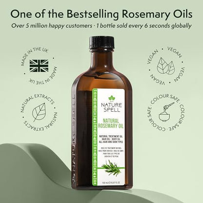 Nature Spell Rosmarinöl für Haarwachstum, vorverdünntes Haar- und Kopfhautöl pflegt trockenes, geschädigtes Haar, für Frauen und Männer, 150 ml