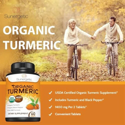 USDA Bio Kurkuma Ergänzung mit Bio Kurkuma & Bio Schwarzem Pfeffer – 1.400 mg Kurkuma pro Portion – 60 Kapseln (1er Pack)