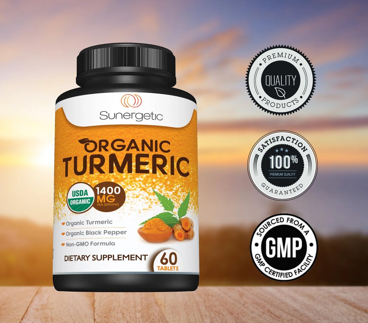 USDA Bio Kurkuma Ergänzung mit Bio Kurkuma & Bio Schwarzem Pfeffer – 1.400 mg Kurkuma pro Portion – 60 Kapseln (1er Pack)