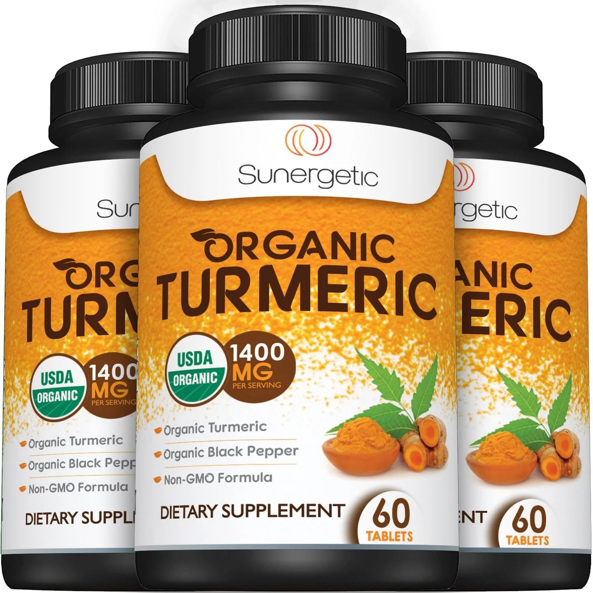 USDA Bio Kurkuma Ergänzung mit Bio Kurkuma & Bio Schwarzem Pfeffer – 1.400 mg Kurkuma pro Portion – 60 Kapseln (1er Pack)