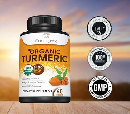 USDA Bio Kurkuma Ergänzung mit Bio Kurkuma & Bio Schwarzem Pfeffer – 1.400 mg Kurkuma pro Portion – 60 Kapseln (1er Pack)