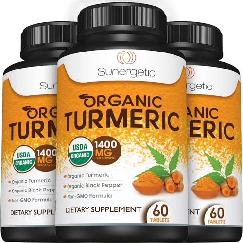 USDA Bio Kurkuma Ergänzung mit Bio Kurkuma & Bio Schwarzem Pfeffer – 1.400 mg Kurkuma pro Portion – 60 Kapseln (1er Pack)