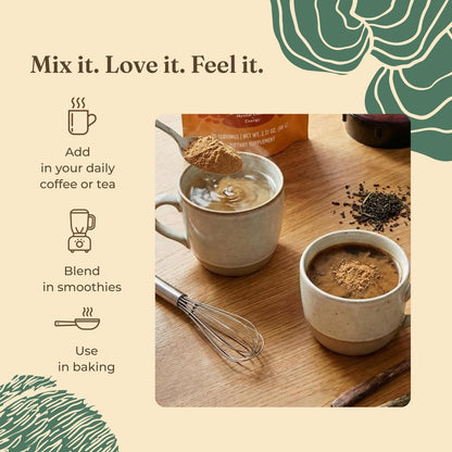 Four Sigmatic Bio-Pilz-Mischung für die Darmgesundheit | Organischer Pilzpulver-Komplex mit Truthahnschwanz, Löwenmähne, Cordyceps, Chaga, Probiotika und mehr | Natürliches Immununterstützungs-Supplement | 30 Portionen