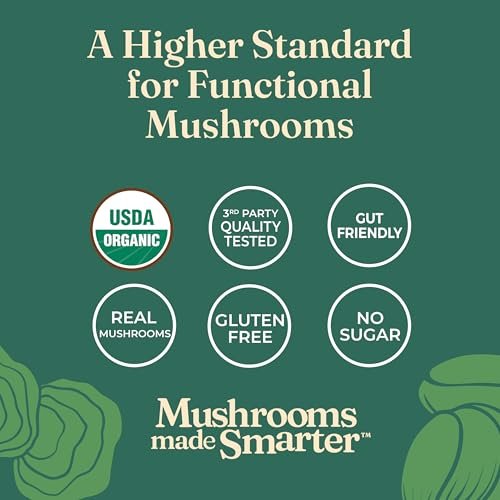 Four Sigmatic Bio-Pilz-Mischung für die Darmgesundheit | Organischer Pilzpulver-Komplex mit Truthahnschwanz, Löwenmähne, Cordyceps, Chaga, Probiotika und mehr | Natürliches Immununterstützungs-Supplement | 30 Portionen