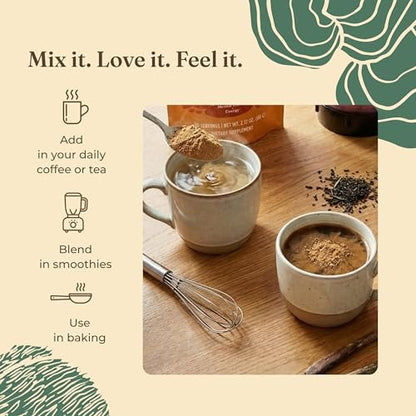 Four Sigmatic Bio-Pilz-Mischung für die Darmgesundheit | Organischer Pilzpulver-Komplex mit Truthahnschwanz, Löwenmähne, Cordyceps, Chaga, Probiotika und mehr | Natürliches Immununterstützungs-Supplement | 30 Portionen