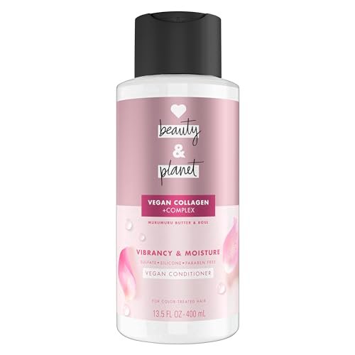 Love Beauty and Planet Vegan Collagen Feuchtigkeitsspülung mit Murumurubutter & Rose – für coloriertes Haar, vegane, sulfatfreie, parabenfreie, silikonfreie und tierversuchsfreie Formel, 400 ml