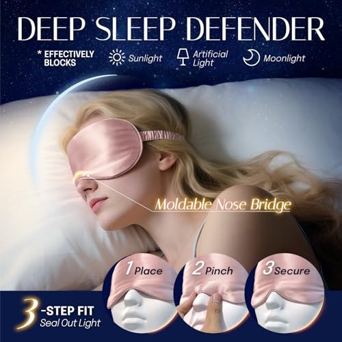 OLESILK Seiden Schlafmaske für Damen und Herren – Doppellagige Seidenfüllung, verstellbares elastisches Band, inklusive Aufbewahrungstasche und Ohrstöpsel – Ideal für Reisen, Nickerchen und erholsamen Schlaf (Schwarz)