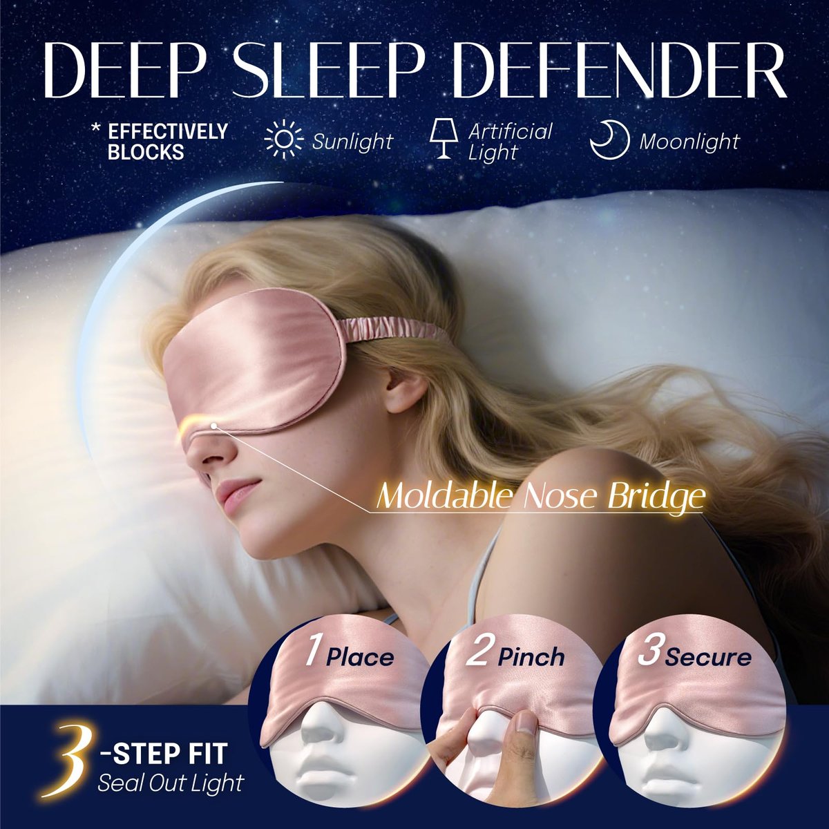 OLESILK Seiden Schlafmaske für Damen und Herren – Doppellagige Seidenfüllung, verstellbares elastisches Band, inklusive Aufbewahrungstasche und Ohrstöpsel – Ideal für Reisen, Nickerchen und erholsamen Schlaf (Schwarz)