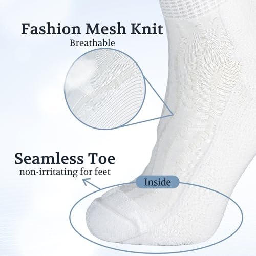 +MD Bambus-Viskose Knöchel-Diabetikersocken für Damen und Herren, 6 Paar, weich gepolstert, nicht einschnürendes lockeres Bündchen, extra weit 10-13 Weiß