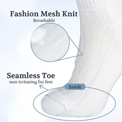 +MD Bambus-Viskose Knöchel-Diabetikersocken für Damen und Herren, 6 Paar, weich gepolstert, nicht einschnürendes lockeres Bündchen, extra weit 10-13 Weiß