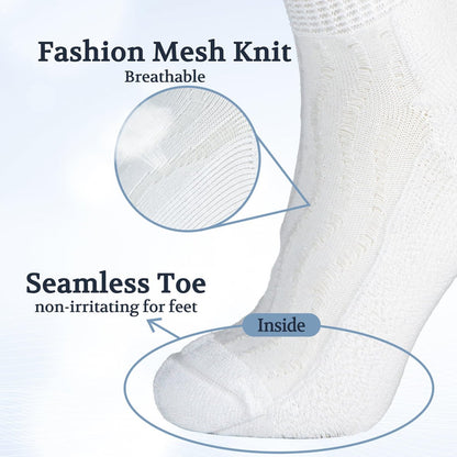 +MD Bambus-Viskose Knöchel-Diabetikersocken für Damen und Herren, 6 Paar, weich gepolstert, nicht einschnürendes lockeres Bündchen, extra weit 10-13 Weiß