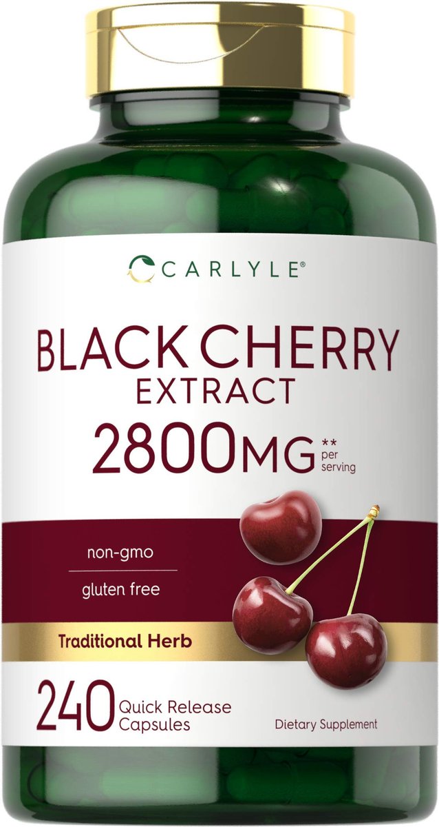 Carlyle Schwarzkirsch-Extrakt Konzentrat | 240 Kapseln | Nicht-GVO und glutenfrei | Prunus serotina Nahrungsergänzungsmittel