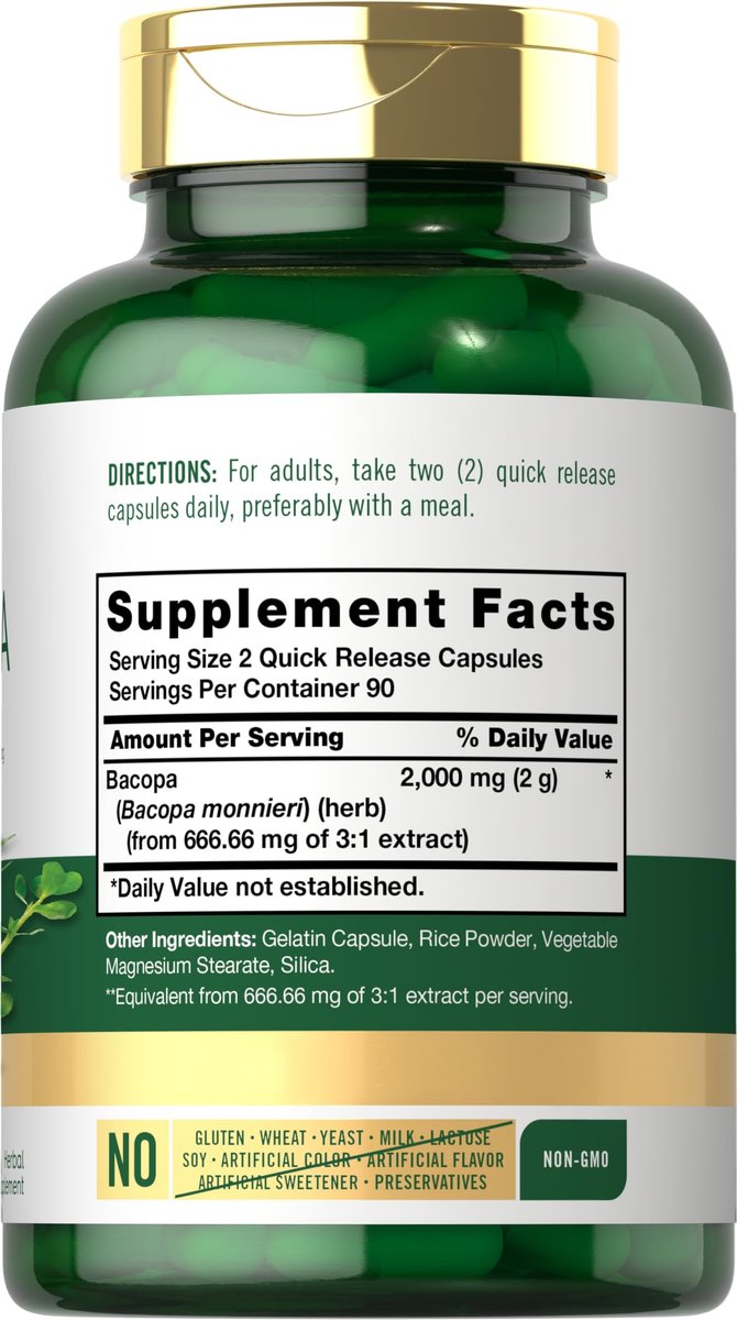 Carlyle Bacopa Monnieri Kapseln | 180 Kapseln | Glutenfrei