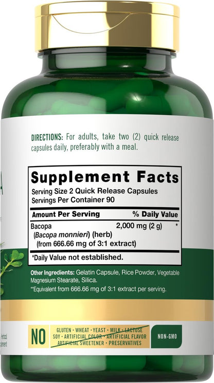 Carlyle Bacopa Monnieri Kapseln | 180 Kapseln | Glutenfrei