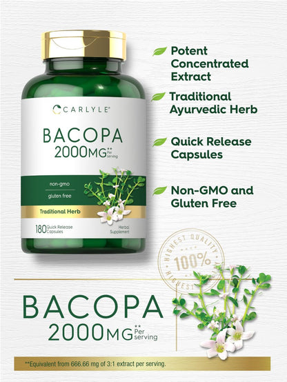 Carlyle Bacopa Monnieri Kapseln | 180 Kapseln | Glutenfrei