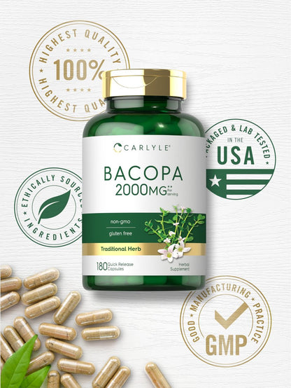 Carlyle Bacopa Monnieri Kapseln | 180 Kapseln | Glutenfrei