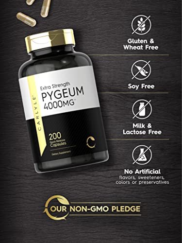 Carlyle Pygeum Africanum Rinde | 200 Kapseln | Hochwirksamer Extrakt | Non-GMO, Glutenfrei