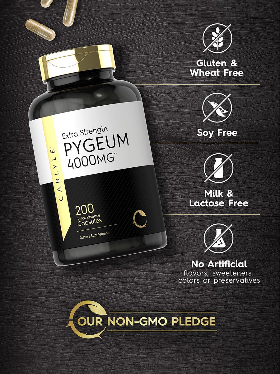 Carlyle Pygeum Africanum Rinde | 200 Kapseln | Hochwirksamer Extrakt | Non-GMO, Glutenfrei