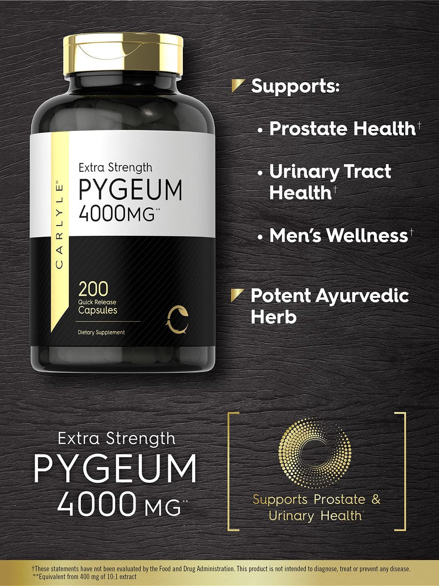 Carlyle Pygeum Africanum Rinde | 200 Kapseln | Hochwirksamer Extrakt | Non-GMO, Glutenfrei