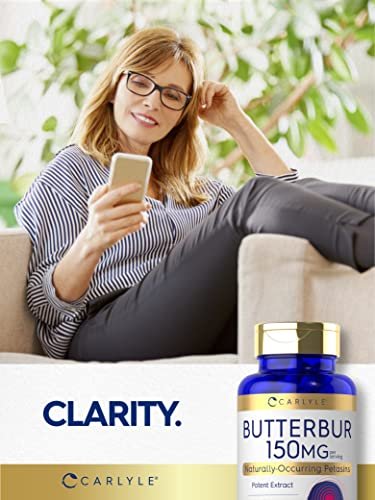 Carlyle Butterbur Supplement 150 mg | 180 Kapseln | PA-freier Wurzelextrakt | Petasites Hybridus | Non-GMO und Glutenfrei