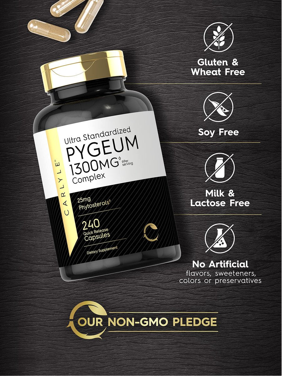 Carlyle Pygeum Supplement | 240 Kapseln | Nicht-GVO, Glutenfrei | Afrikanischer Pflaumenrinden-Extrakt