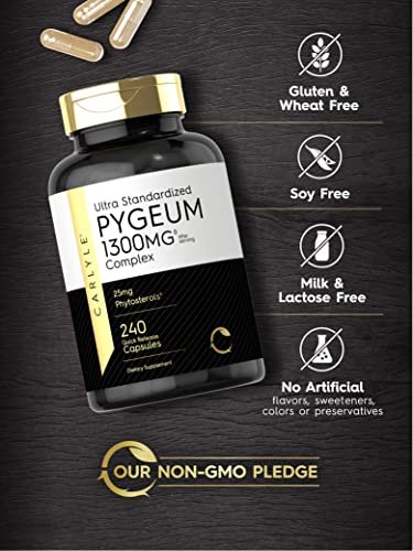 Carlyle Pygeum Supplement | 240 Kapseln | Nicht-GVO, Glutenfrei | Afrikanischer Pflaumenrinden-Extrakt