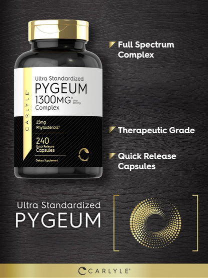 Carlyle Pygeum Supplement | 240 Kapseln | Nicht-GVO, Glutenfrei | Afrikanischer Pflaumenrinden-Extrakt
