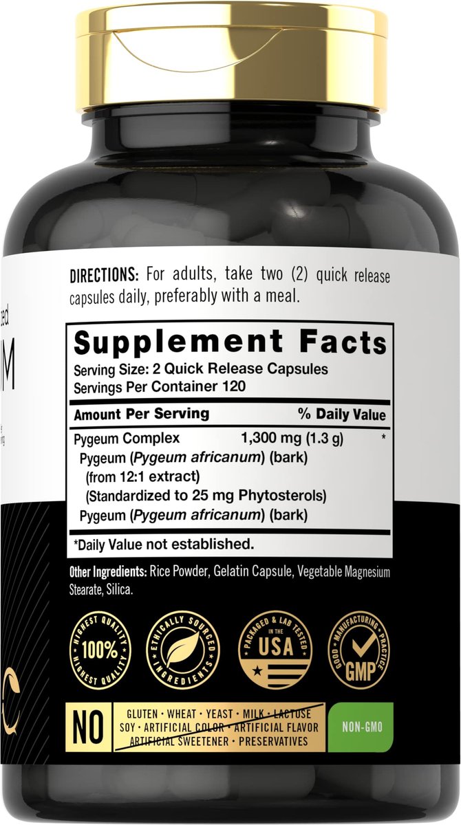 Carlyle Pygeum Supplement | 240 Kapseln | Nicht-GVO, Glutenfrei | Afrikanischer Pflaumenrinden-Extrakt