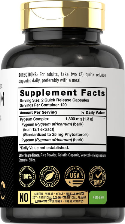 Carlyle Pygeum Supplement | 240 Kapseln | Nicht-GVO, Glutenfrei | Afrikanischer Pflaumenrinden-Extrakt