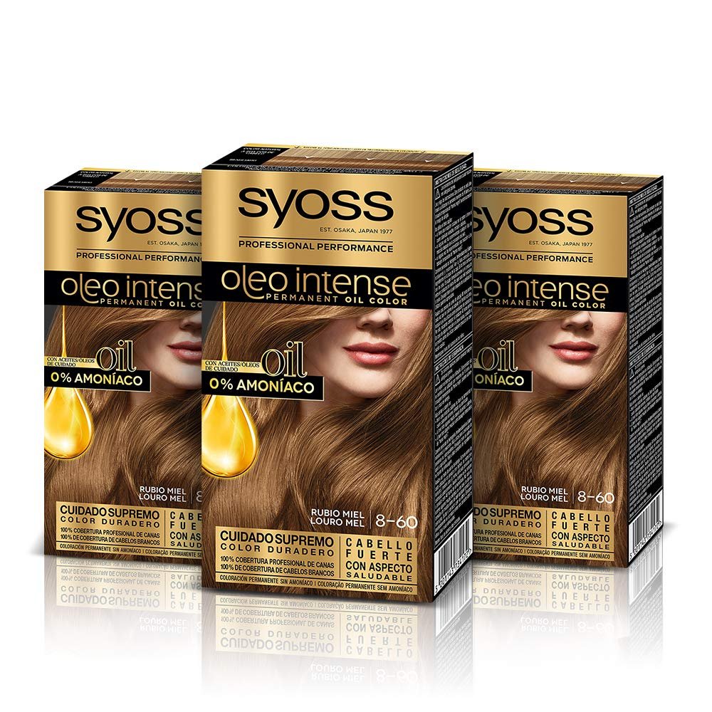 Syoss Oleo Intense Permanente Intensiv-Öl-Coloration 8-60 Honigblond (3er Pack)