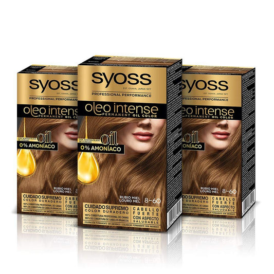Syoss Oleo Intense Permanente Intensiv-Öl-Coloration 8-60 Honigblond (3er Pack)