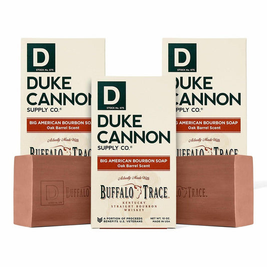 Duke Cannon Supply Co. Big Brick of Soap Bar für Männer – American Bourbon (Charred Oak Barrel Duft) – Extra groß, für alle Hauttypen, 10 oz (3er-Pack)